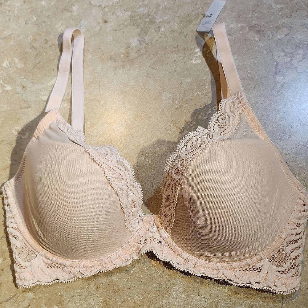 Natori Pink Feathers Plunge Bra 30DD - Picture 2 of 4